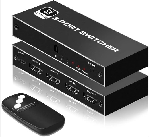 Hdmi 2.1 τηλεοπτικός οθόνης 3 3 σε 1 έξω 3 θύρες 3x1 Mixer Switch IR τηλεχειριστήριο Nintendo Hdmi 2.1 Switcher