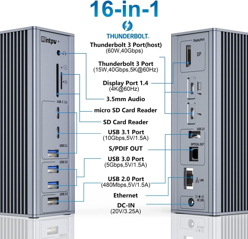 USB C Docking Station Thunderbolt 4 HDMI 8K 60Hz USB4 40Gbps 20 Πολλαπλές θύρες Τύπος C PD Rj45 HUB USB C 3.2 Gen 2