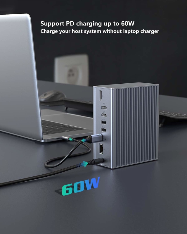 Thunderbolt 3 16 σε 1 Τύπος-C Δύο HDMI USB C Σταθμός Ενσωμάτωσης 4K Βίντεο