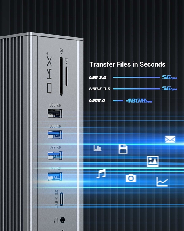 Gigabit Ethernet Hdmi Usb C Docking Station Δύο πόρτες βίντεο ήχου και αναγνώστης κάρτας SD