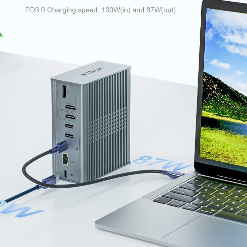 18 σε 1 Thunderbolt USB C Docking Station Πολλαπλή USB Hub ΔείκτηςLink 4K HDMI