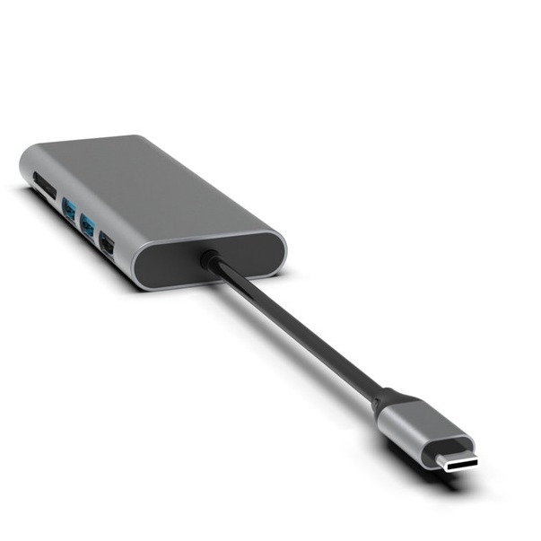Ασημένιο 10-σε-1 USB-C Hub με HDMI USB 3.0 Ethernet 3.5mm Audio Jack για PC και φορητό υπολογιστή