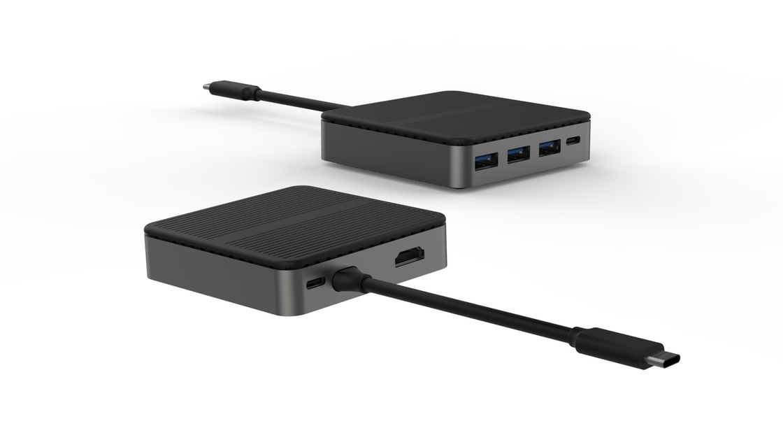 Τετράγωνο 6 σε 1 Διπλή HD 4K Τύπος C Docks Με RJ45 PD 100W SD TF 3xUSB 3.0 Docking Hdmi Hub Usb C A