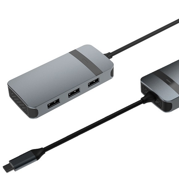 5 σε 1 Άλουμινίου USB τύπου C Hub με πολλαπλές θύρες 5Gbps Ταχύτητα μεταφοράς δεδομένων 3,5mm Audio Jack