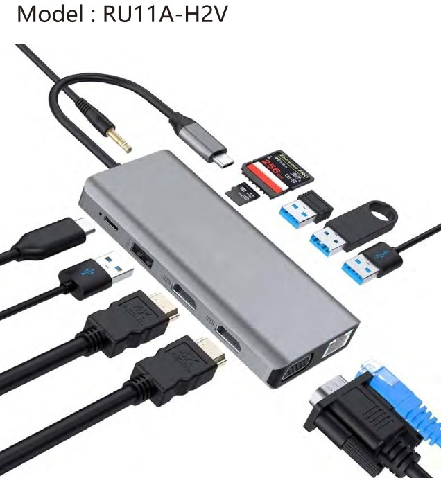 12 σε 1 Type C Adapter USB Hub με θύρες 4K HDMI VGA για μακμπουκ λάπτοπ