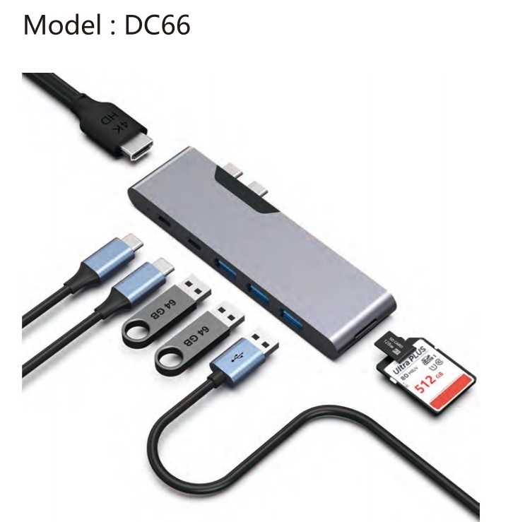 7-In-2 Usb C Multiport Hub HDMI Adapter USB 3.0 SD TF Card Reader Για το MacBook Pro