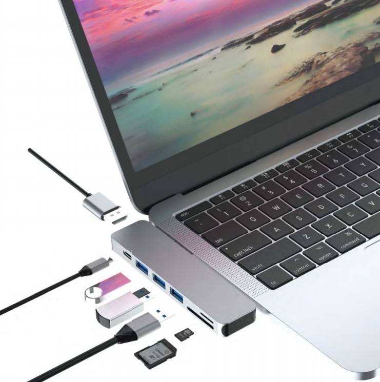 7 σε 1 Δύο τύπου C Hub USB C Docking Station Υποστηρίζει αναγνώστης κάρτας HDMI 4K για Mackbook Pro