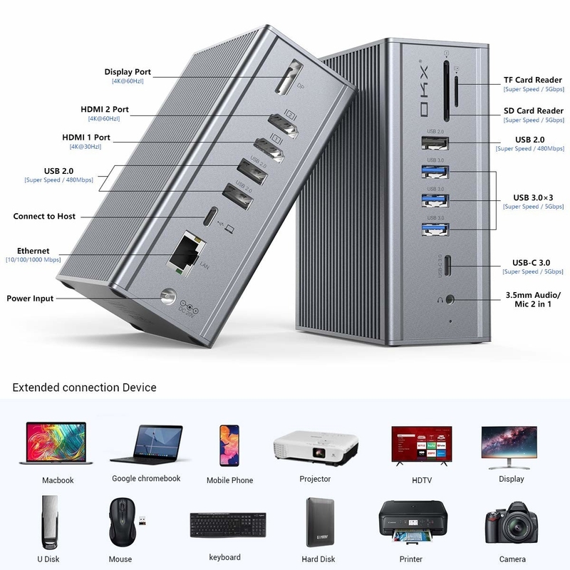 16 σε 1 USB C Thunderbolt 3 Docking Station για Macbook PC Λάπτοπ