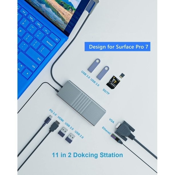 11 IN 2 USB C Hub PD 3.0 HDMI τεχνολογία σύνδεσης οθόνης Surface Pro 7 Hub Docking Station