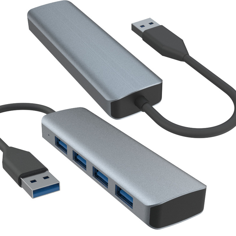 4 θύρες USB A Hub με τροφοδοσία λευκή μαύρη γκρι αλουμινένια θύρα για υπολογιστές