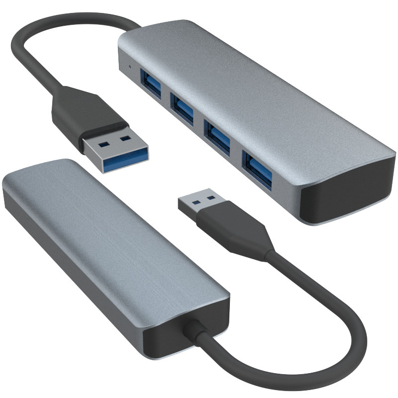 4 θύρες USB A Hub με τροφοδοσία λευκή μαύρη γκρι αλουμινένια θύρα για υπολογιστές
