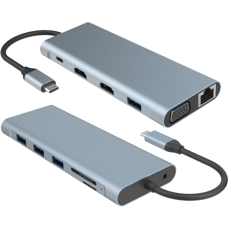 11 σε 1 USB τύπου C Πολυλειτουργικός προσαρμογός Hub για φορητό υπολογιστή και κινητό τηλέφωνο