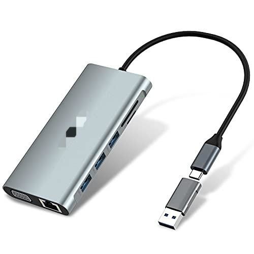 7 σε 2 Docking Station USB C Thunderbolt Hub HDMI 4K αναγνώστης κάρτας Για Macbook Pro