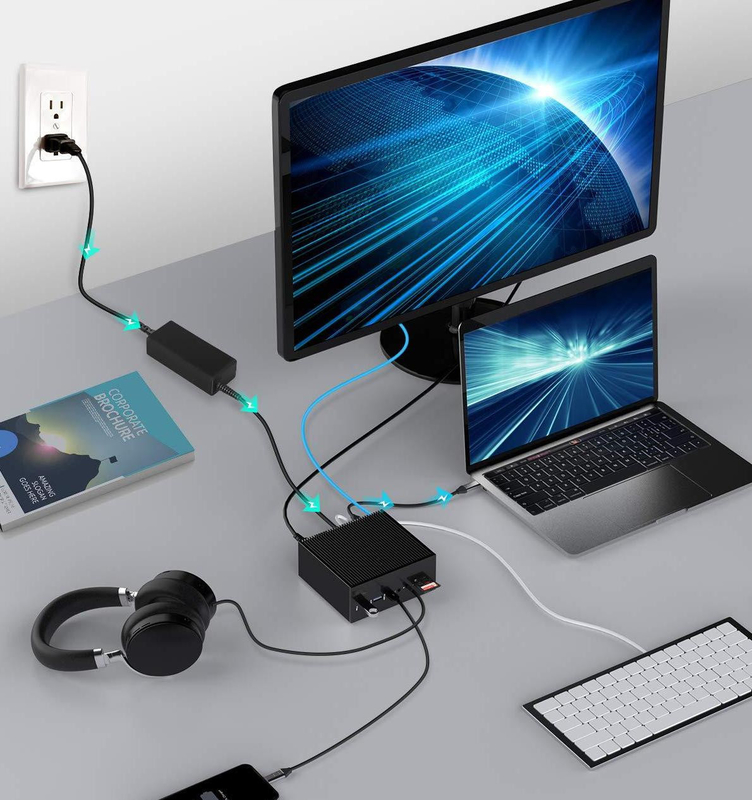 ΔείκτηΣυνδέσμος Σταθμός Ενσωμάτωσης Για Macbook Pro Δύο οθόνες M1/M2 Windows 15 Σε 1 USB C 3.0 Λάπτοπ