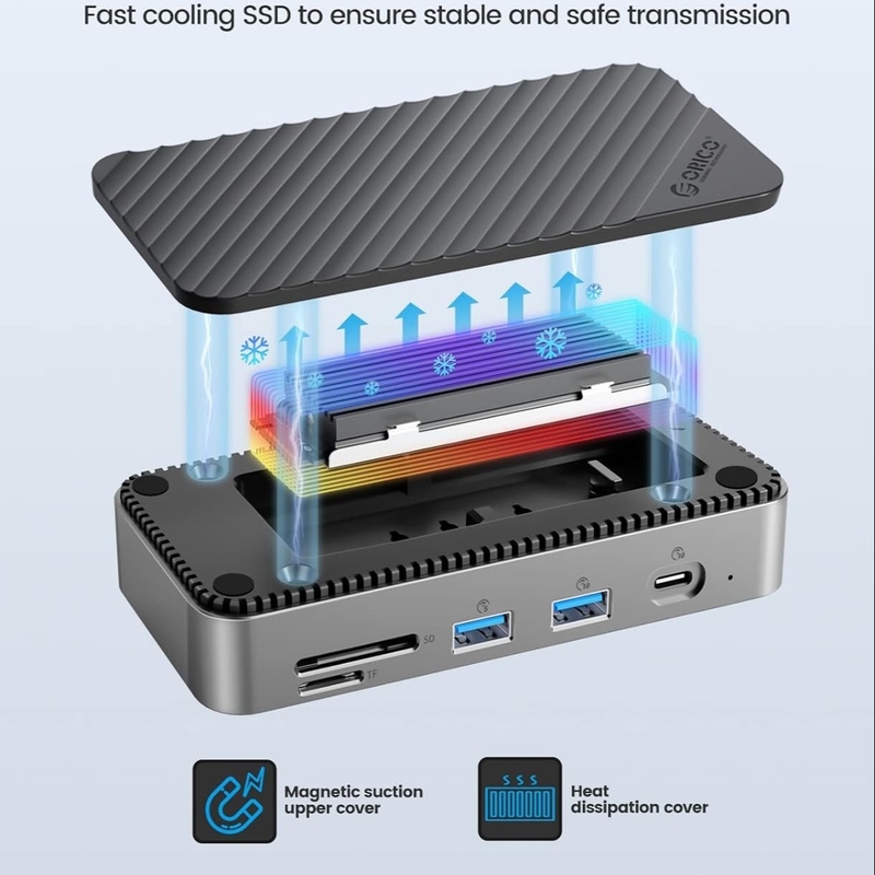 USB C Displaylink Docking Station με 10Gbps USB 3.2 Gen2 M.2 NVMe/SATA SSD Reader