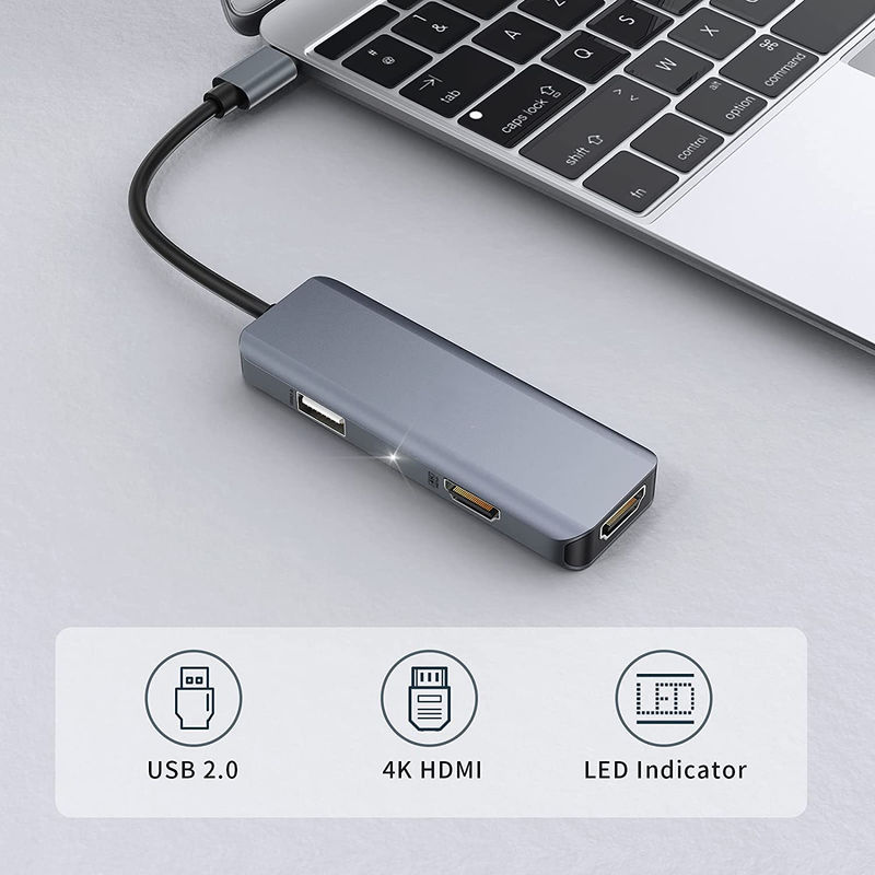 3 σε 1 USB Hub HDMI Adapter Usb C σε Usb 2.0 Adapter Slim Dock για Mac