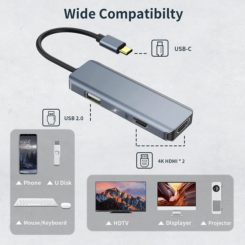 3 σε 1 USB Hub HDMI Adapter Usb C σε Usb 2.0 Adapter Slim Dock για Mac