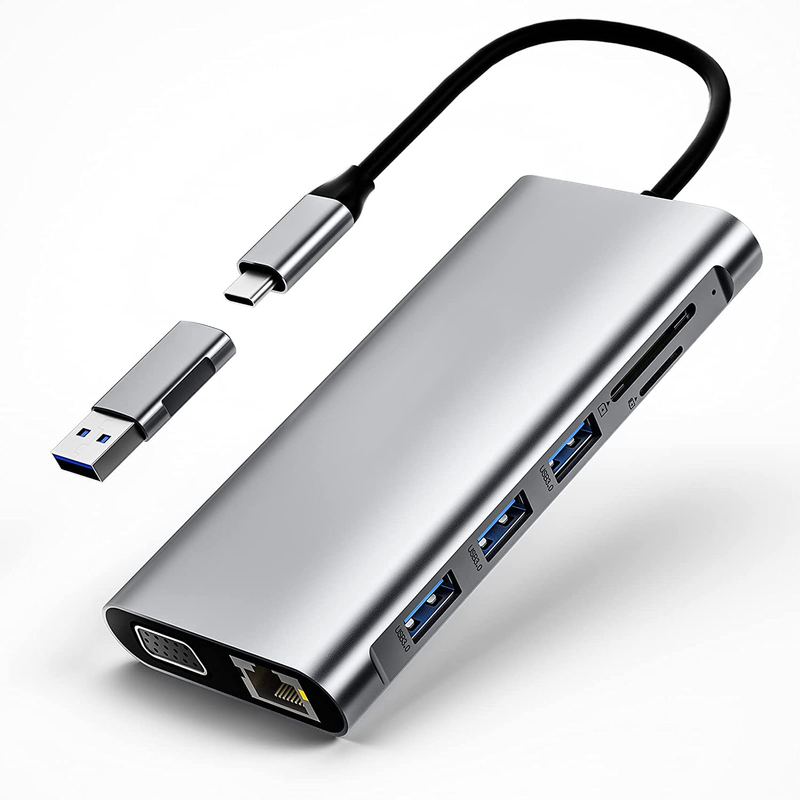 12 σε 1 Δύο Hdmi Usb C Hub USB C Docking Station Adapter VGA Ethernet 100W PD