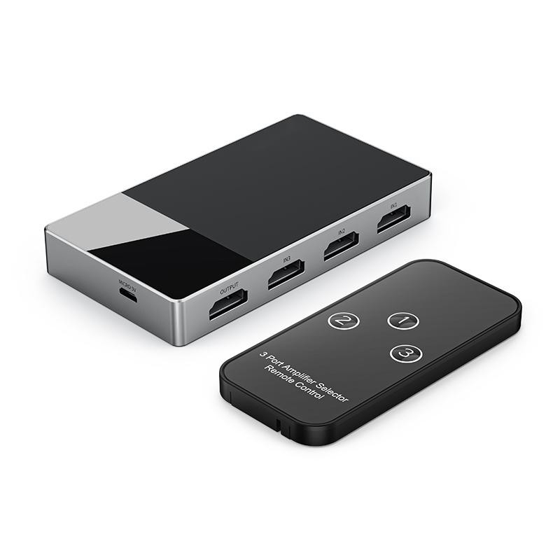3-In-1 Multi Input HDMI Selector Switch 4k με HDCP 2.2 Αλουμινίου κατασκευή αυτόματη αλλαγή