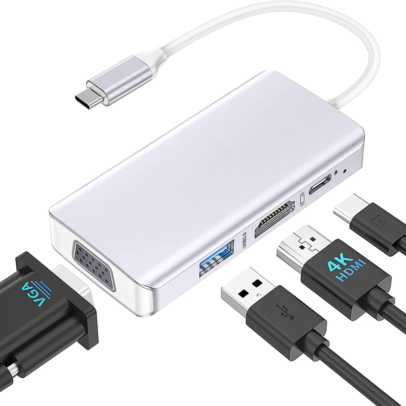 Λευκό USB C Docking Hub Station Διπλή οθόνη για τριπλό 4K 60hz προσαρμογέα μεταφοράς δεδομένων