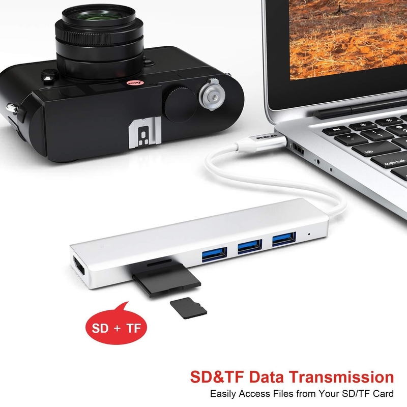 6 θύρες USB-C Hub Splitter Usb-C Expander Φορητός προσαρμογός USB Πολλαπλές θύρες δεδομένων
