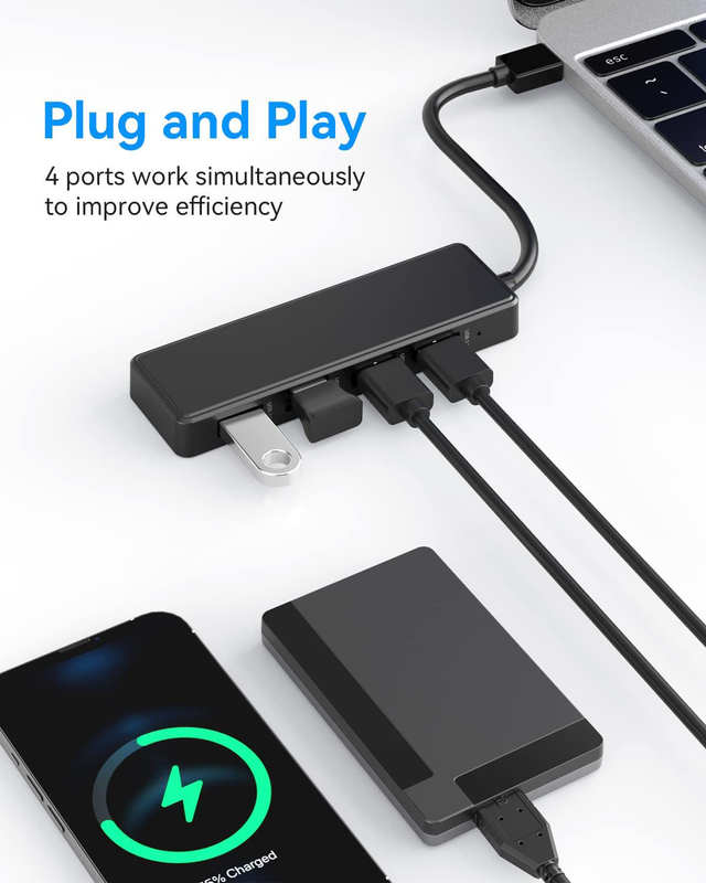4 θύρες USB C Hub Adapter USB 3.0 Hub Ultra Slim Φορητό κέντρο δεδομένων Εφαρμόσιμη μεταφορά δεδομένων