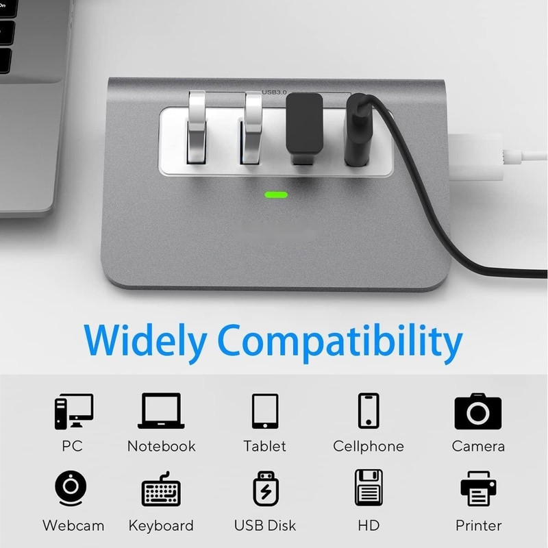 10 θύρες USB C Hub Φορητό USB C Hub Τύπος C έως 4 θύρες USB A Για PC Tablet