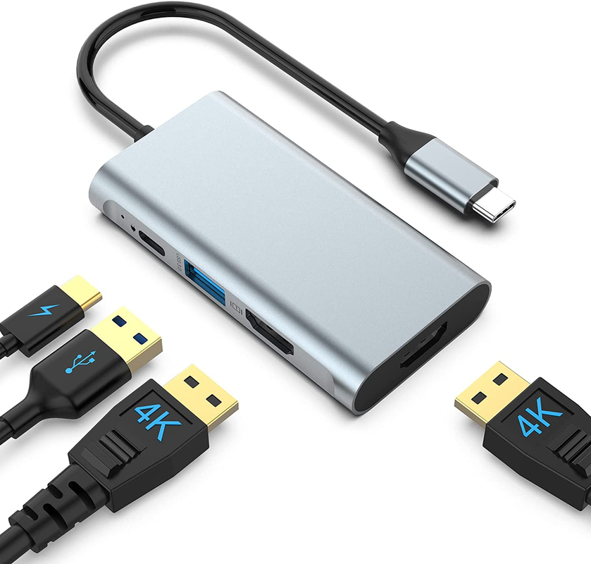4 σε 1 USB C προσαρμογέα διπλή HDMI προς USB3.0 θόρυβος θύρες