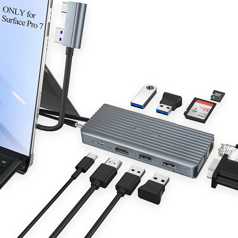 7 σε 1 USB C Hub Dock Station Δύο με αναγνώστη καρτών Pro Pad Πολυλειτουργικός μετατροπέας USB Hub για Mac