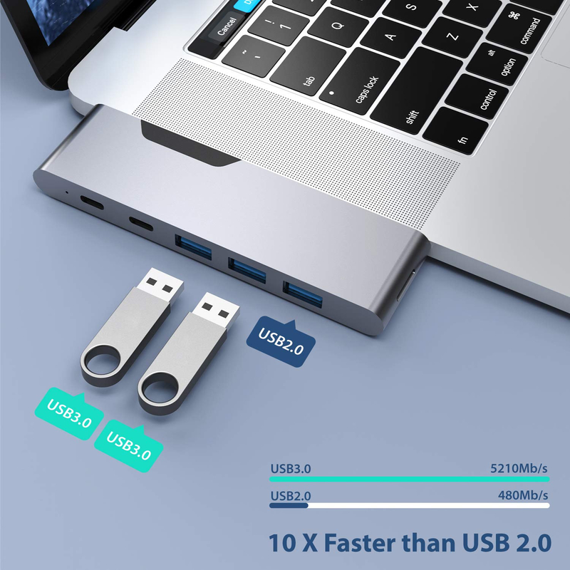 8 σε 1 Dock Station Δύο USB C Power Adapter Hub Καρδιά αναγνώστης Pro Pad Μετατροπέας USB Hub Για Mac