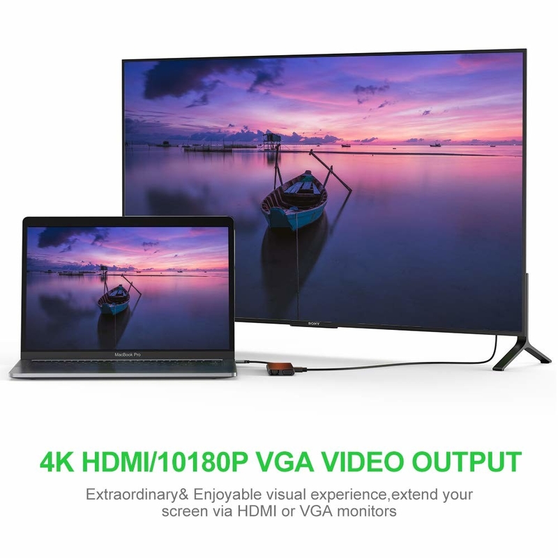 100 Watt USB C Adapter Δύναμη 5 σε 1 USB 3.0 Hub Τύπος C HDMI 4K 30Hz 5Gbps 100W PD Γρήγορη φόρτιση
