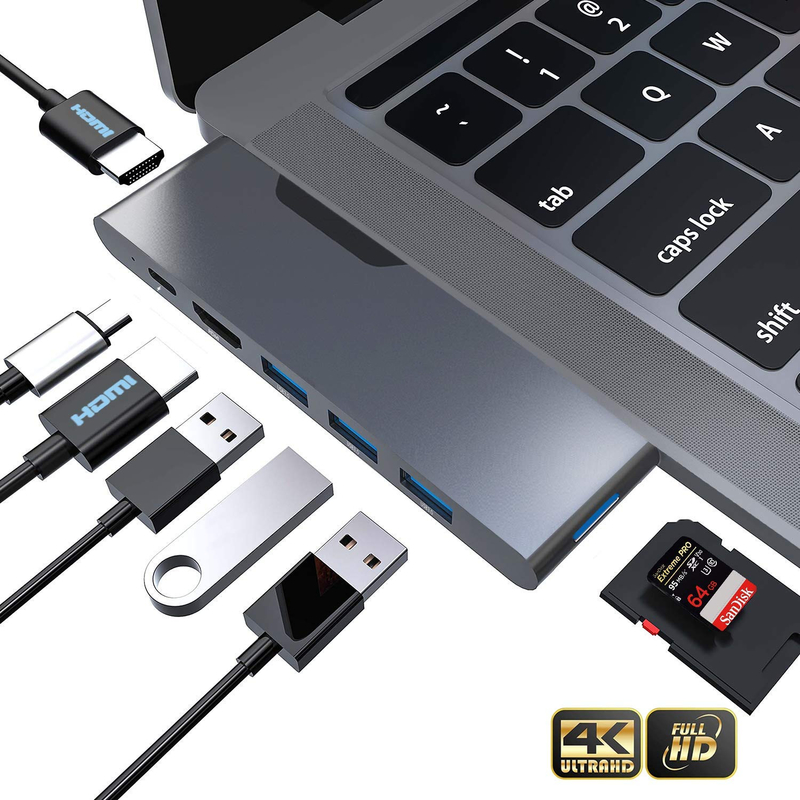 HDMI multiport adapter 8 In 1 Dual Connector USB Type C Hub Docking Station SD Tf Card Reader 4k Βίντεο USB