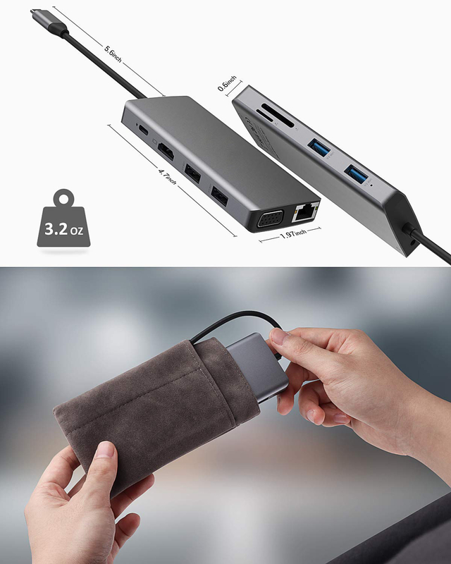 Εναλλακτικός διακόπτης USB C Rj45 12 σε 1 USB C Hub Τύπος-C προς PD HDMI USB3.0 USB2.0 USB-C SD TF