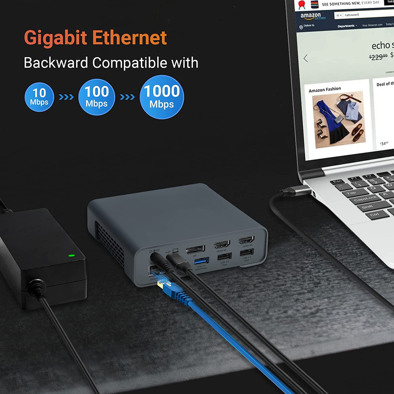 Δοκιμαστική USB Hub Adapter USB Type-C 4K 60hz Monitor HDMI Ethernet RJ45 Σταθμός αποσύνδεσης