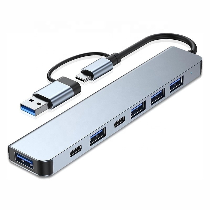 Σύνθετο αλουμινίου 7 σε 1 USB διαχωριστικό για φορητό υπολογιστή επιφάνειας εργασίας PC Δικαιούμενο OEM / ODM