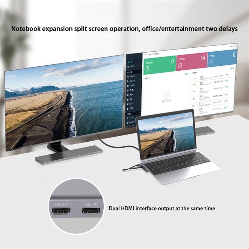 12 σε 1 USB-C Type-C Docking Station για φόρτιση, μεταφορά δεδομένων και λειτουργία ομιλητών