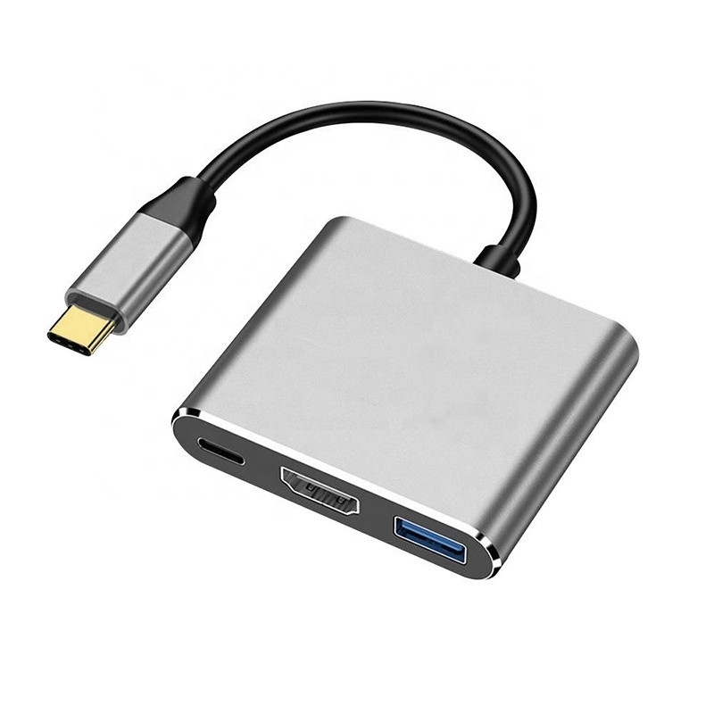 3-σε-1 USB C τύπου C Πολυλειτουργικό Κέντρο προς USB-C PD HDMI USB 3.0 Adapter Converter Cable