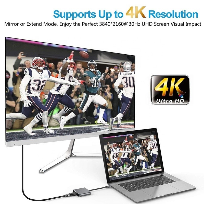 3-σε-1 USB C τύπου C Πολυλειτουργικό Κέντρο προς USB-C PD HDMI USB 3.0 Adapter Converter Cable