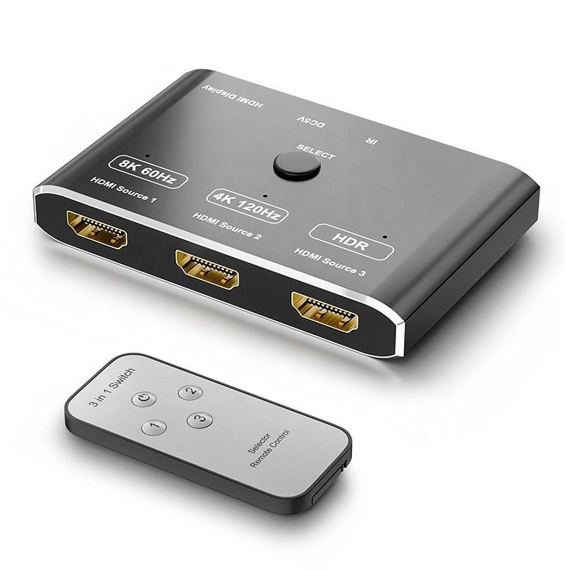 8K 120Hz HDR 3 θύρες HDMI Switcher 3 σε 1 Out Plug Remote Converter
