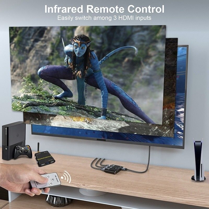 8K 120Hz HDR 3 θύρες HDMI Switcher 3 σε 1 Out Plug Remote Converter