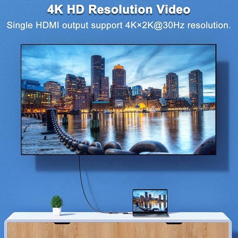 Τύπος C Άντρας σε Δύο HDMI Γυναίκα Thunderbolt 3 USB-C Multi-Monitor Adapter Cable 4K 30Hz
