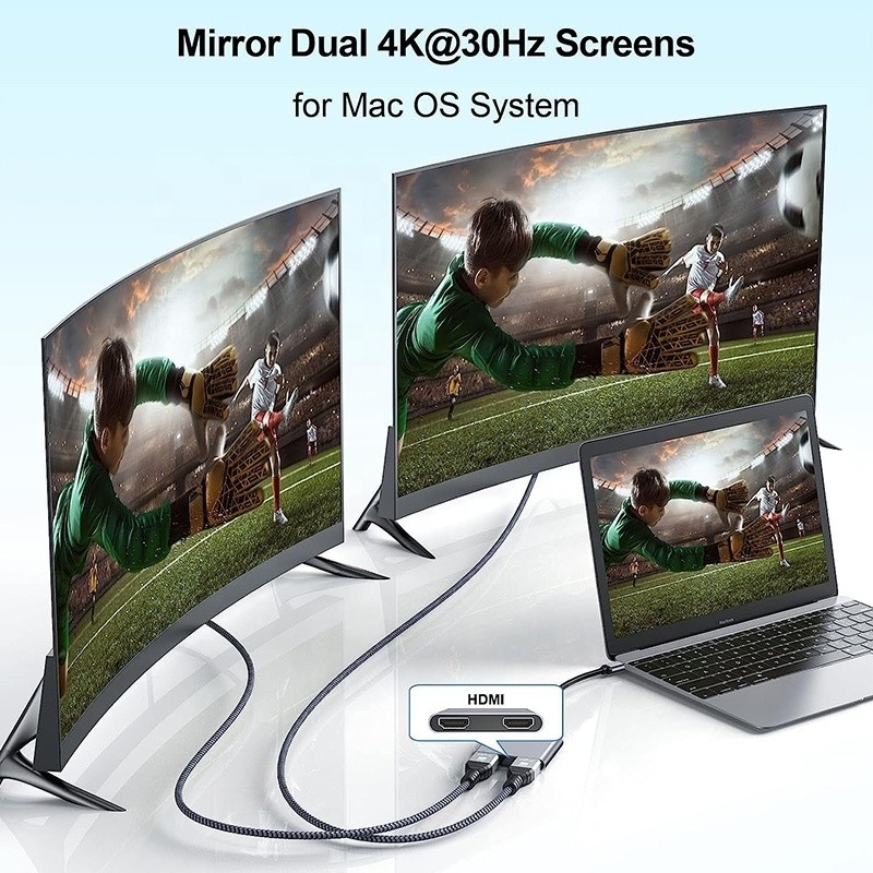 Τύπος C Άντρας σε Δύο HDMI Γυναίκα Thunderbolt 3 USB-C Multi-Monitor Adapter Cable 4K 30Hz