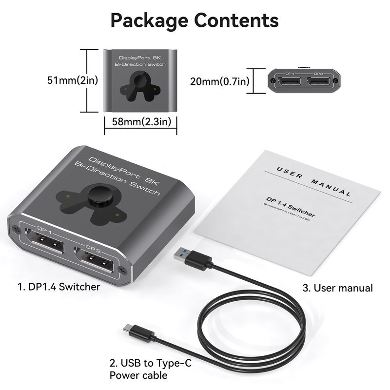 8K60Hz Port Switcher για εύκολη λειτουργία και υψηλής απόδοσης DP 1.4 Switching