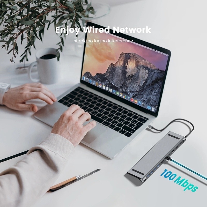 11 σε 1 USB τύπου C Πολυλειτουργικός προσαρμογός Hub για φορητό υπολογιστή και κινητό τηλέφωνο