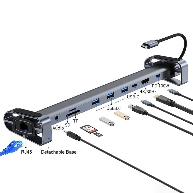 USB 3.1 Διασύνδεση τύπου 10 σε 1 Type C Hub για μεταφορά δεδομένων υψηλής ταχύτητας και φόρτιση