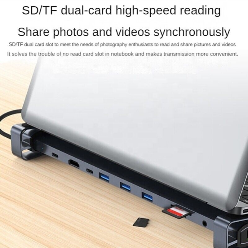 USB 3.1 Διασύνδεση τύπου 10 σε 1 Type C Hub για μεταφορά δεδομένων υψηλής ταχύτητας και φόρτιση