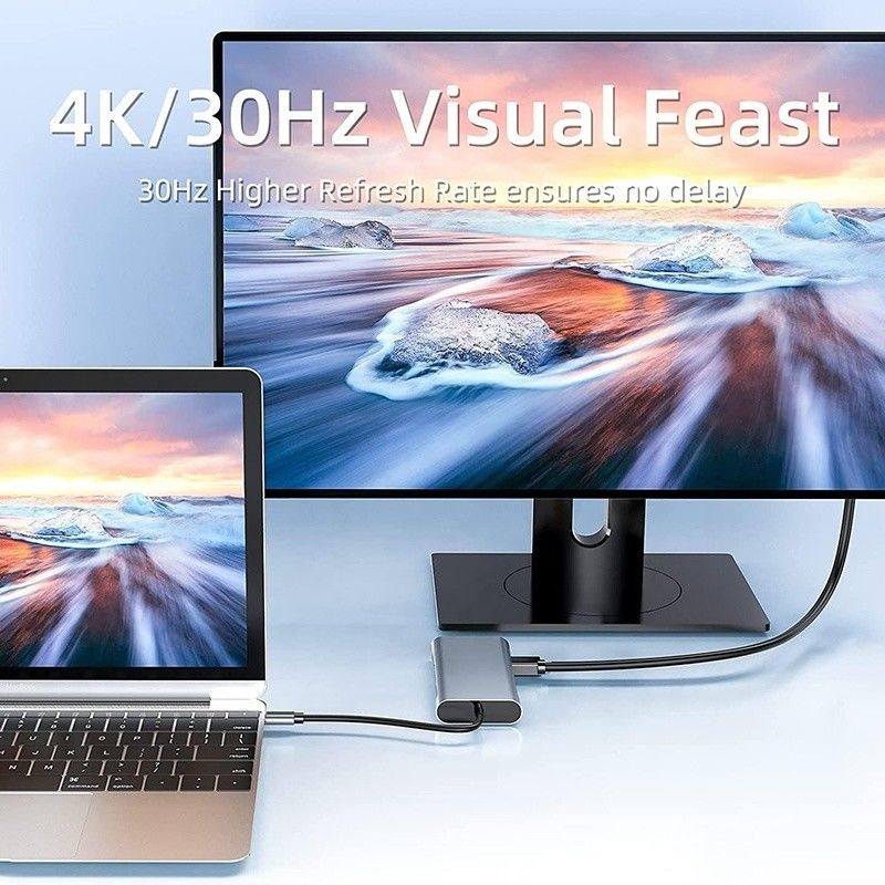 USB Type C 10 σε 1 Docking Station με 4K HDTV VGA Lan RJ45 USB3.0 Card Reader
