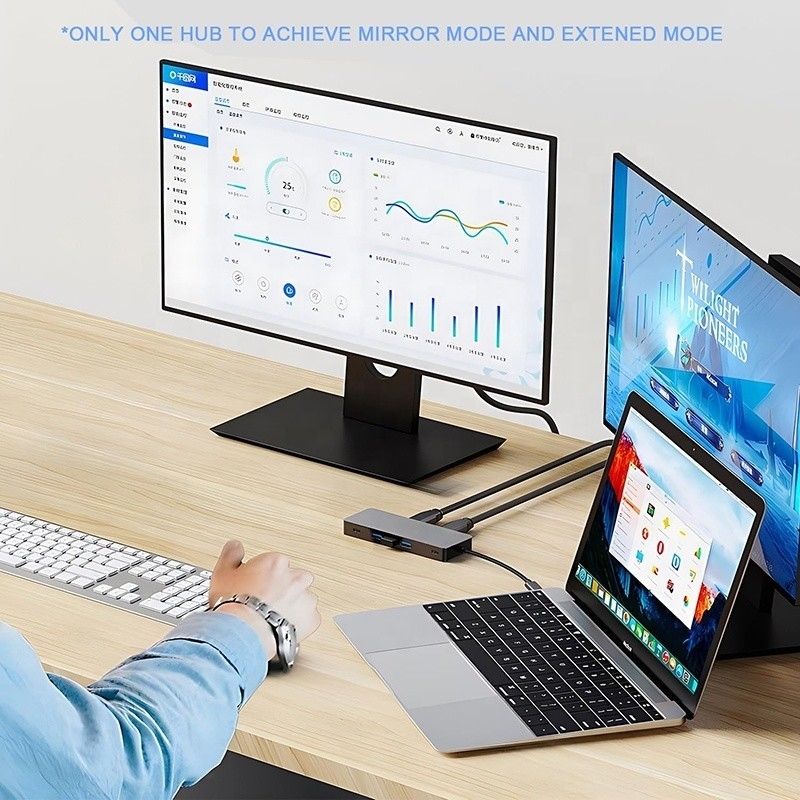 10 σε 1 USB C Hub για διπλό HDMI 4K 60Hz Adapter Dock με USB 3.0 Ethernet RJ45 1000Mbps