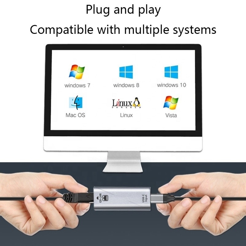 Διάτακτη θύρας USB C από θηλυκή σε θύρα Ethernet 10/100/1000 Mbps Ταχύτητα για γρήγορη σύνδεση δικτύου