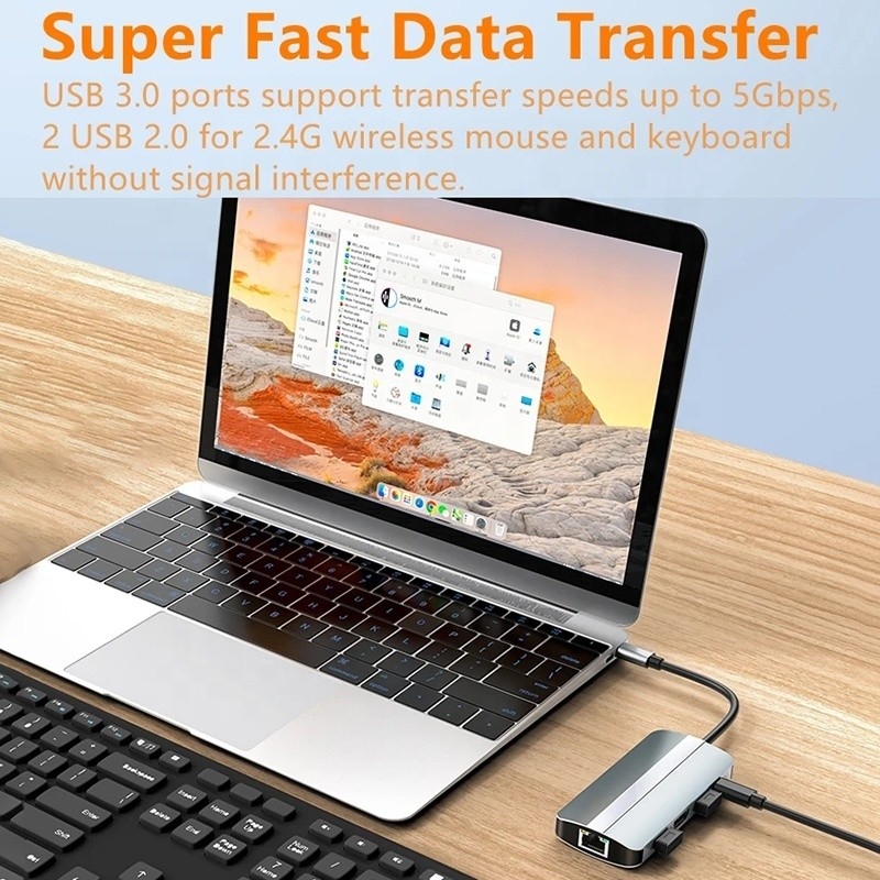 Mac Notebook 9 σε 1 Type-C USB-C Hub με HDTV Multi Port Docking Station Adapter